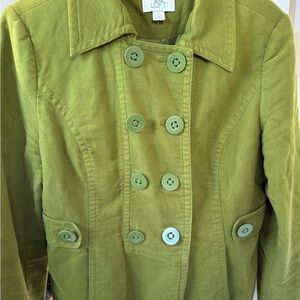 LOFT Olive Double-Breasted Pea Coat | Medium